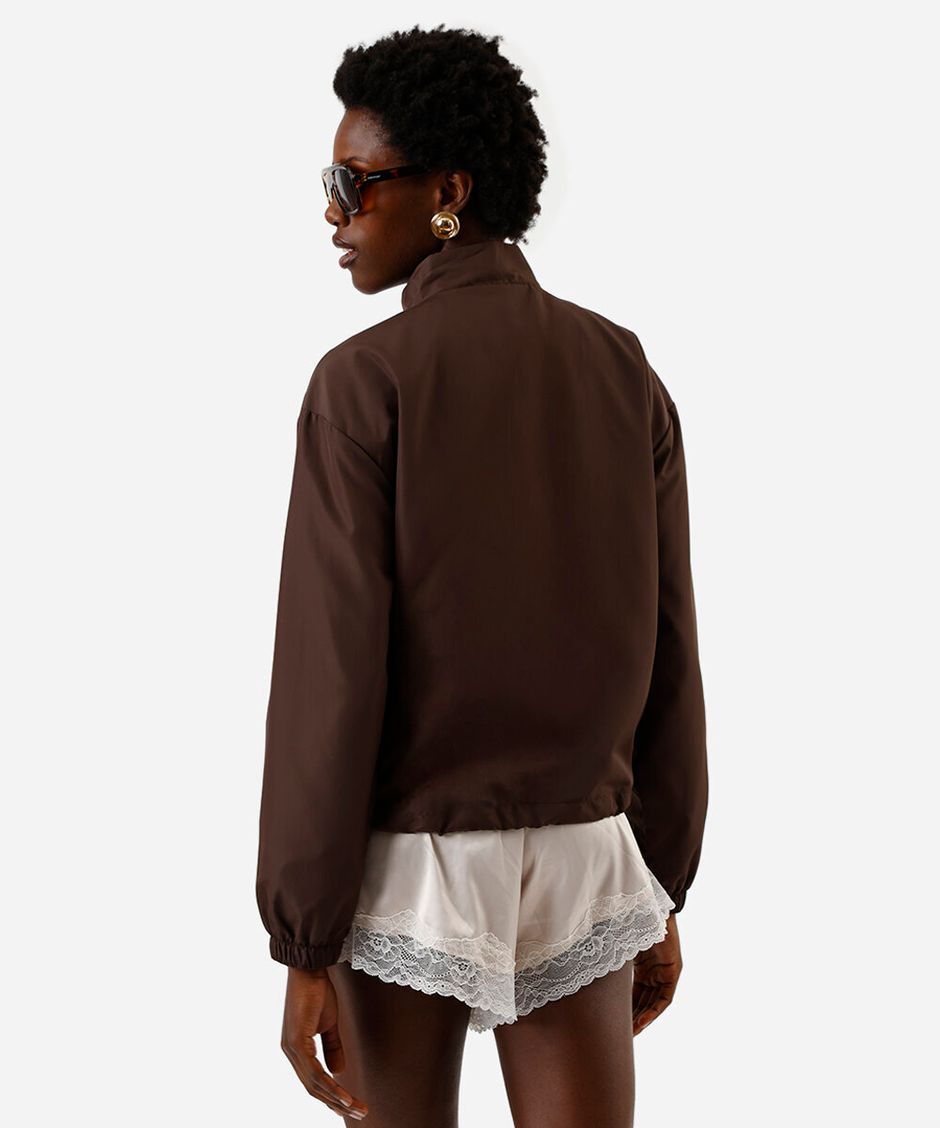 jaqueta corta vento feminina básica marrom