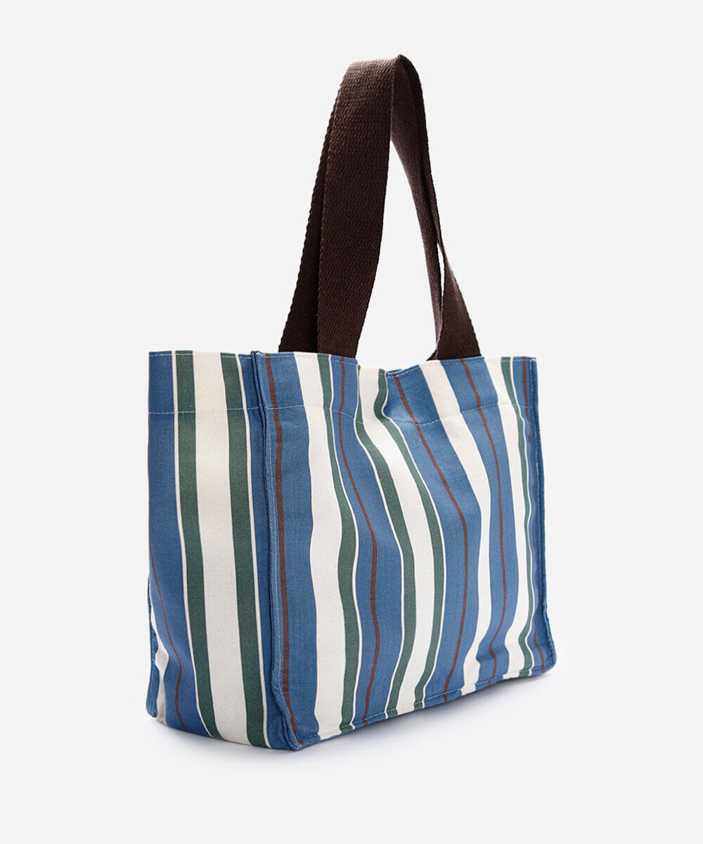 bolsa tote de lona estampada - azul