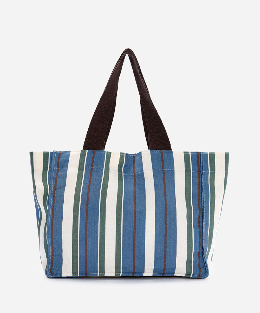 bolsa tote de lona estampada - azul