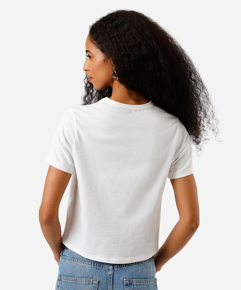 blusa baby look feminina de algodão hello kitty com brilhos off white