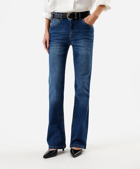 calça jeans bootcut cintura média azul