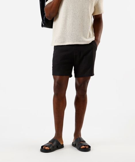 short masculino chino com linho preto