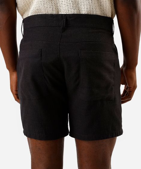 short masculino chino com linho preto