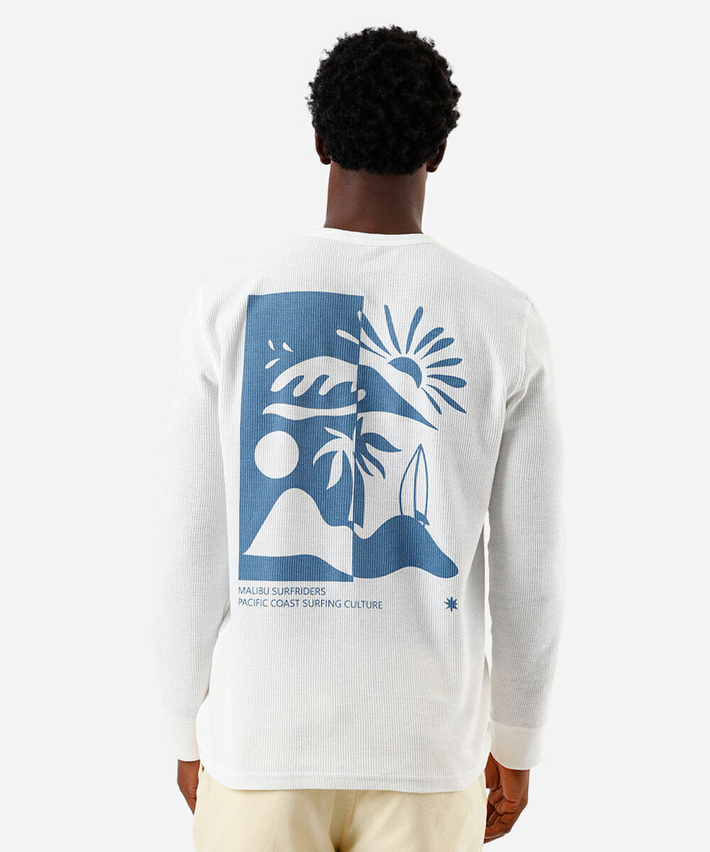 camiseta masculina manga longa tricot leve off white