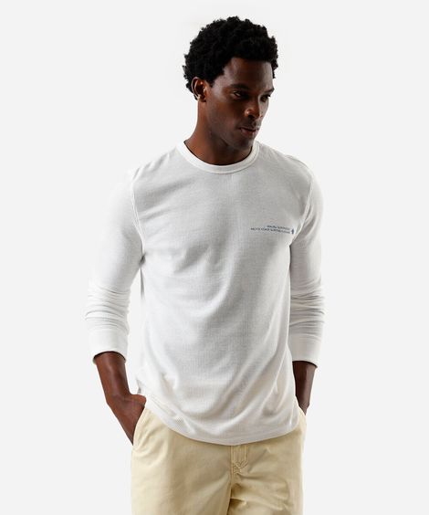 camiseta masculina manga longa tricot leve off white