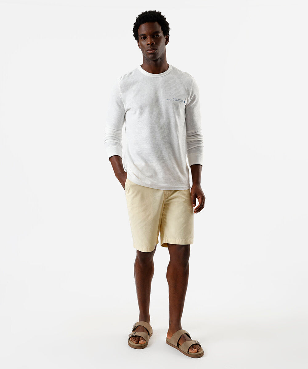 camiseta masculina manga longa tricot leve off white