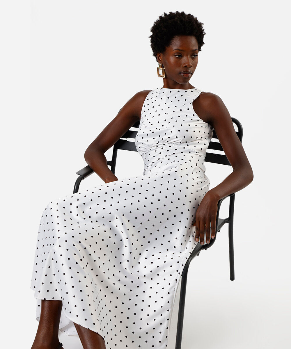 vestido longo feminino com franzido poá acetinado off white