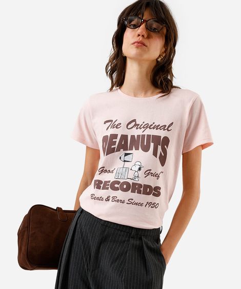 camiseta feminina snoopy the original rosa