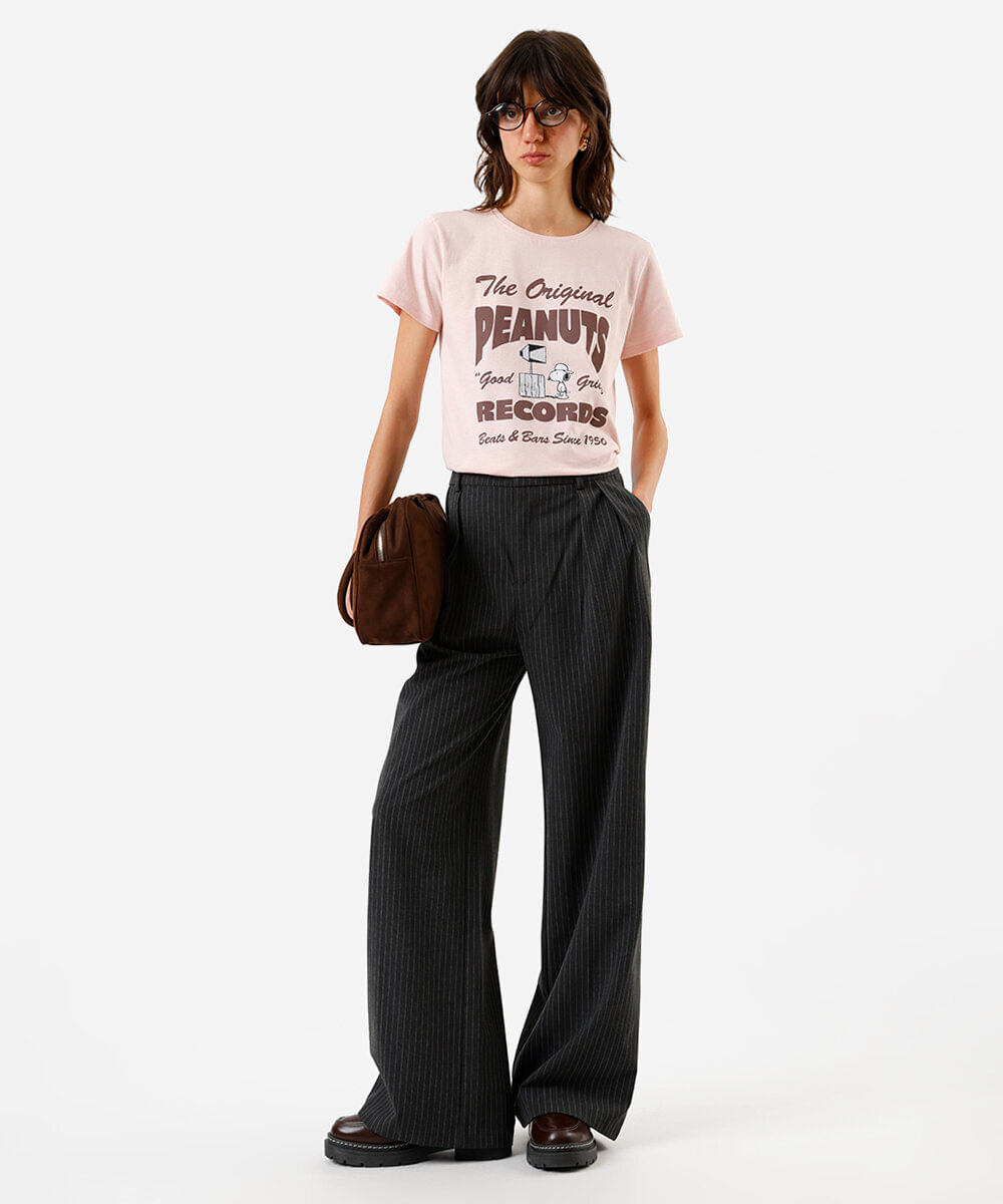 camiseta feminina snoopy the original rosa