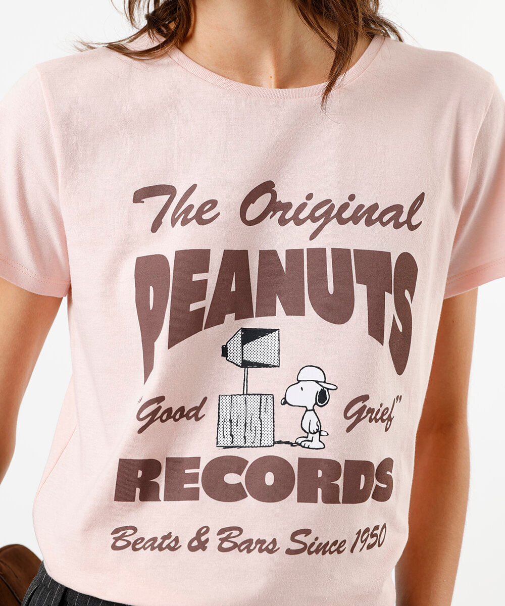 camiseta feminina snoopy the original rosa