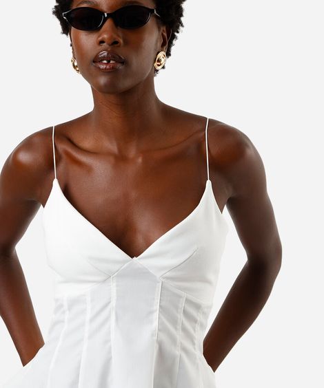 blusa peplum alça fina feminina com viscose off white