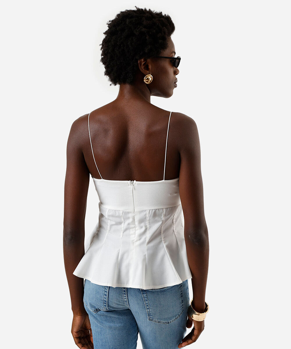 blusa peplum alça fina feminina com viscose off white