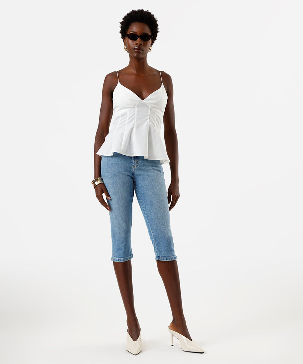 blusa peplum alça fina feminina com viscose off white