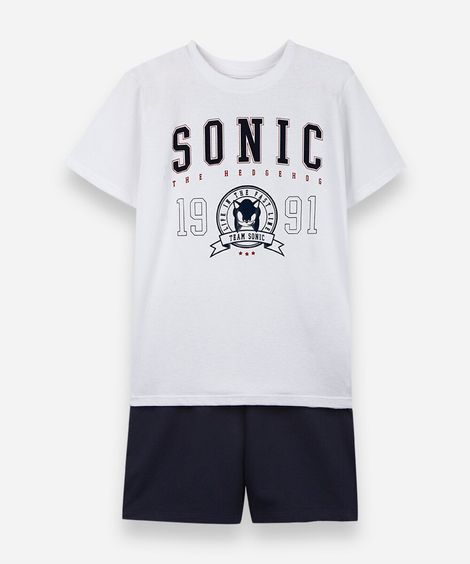 conjunto curto infantil sonic off white