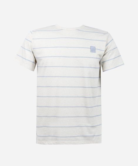 camiseta juvenil com linho listrada off white