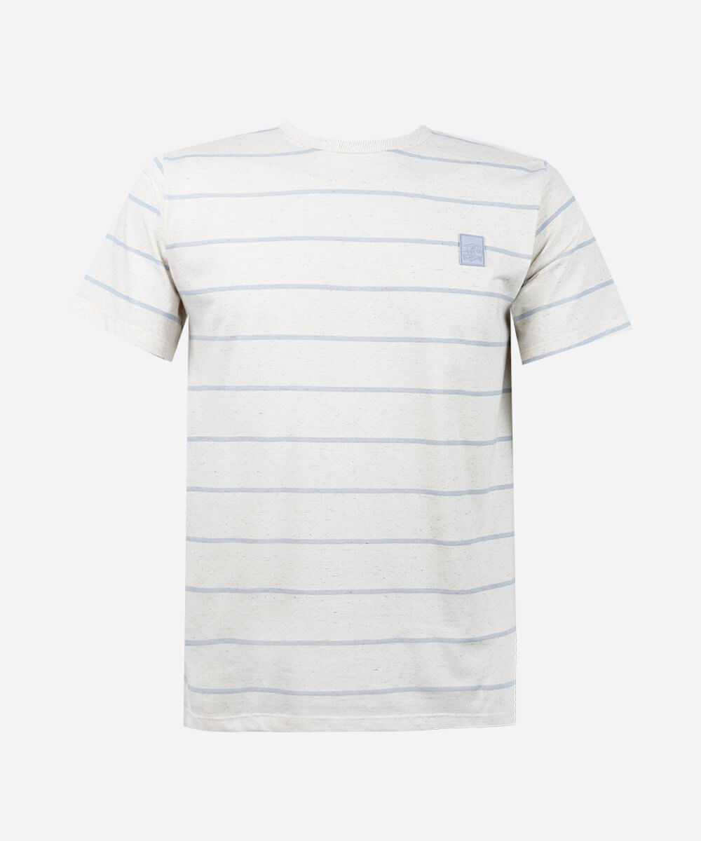 camiseta juvenil com linho listrada off white