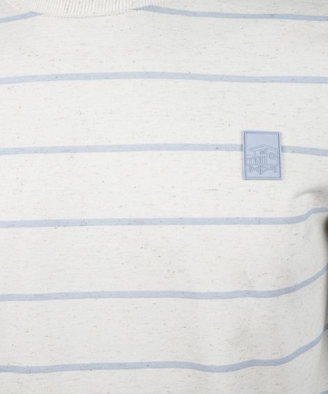 camiseta juvenil com linho listrada off white