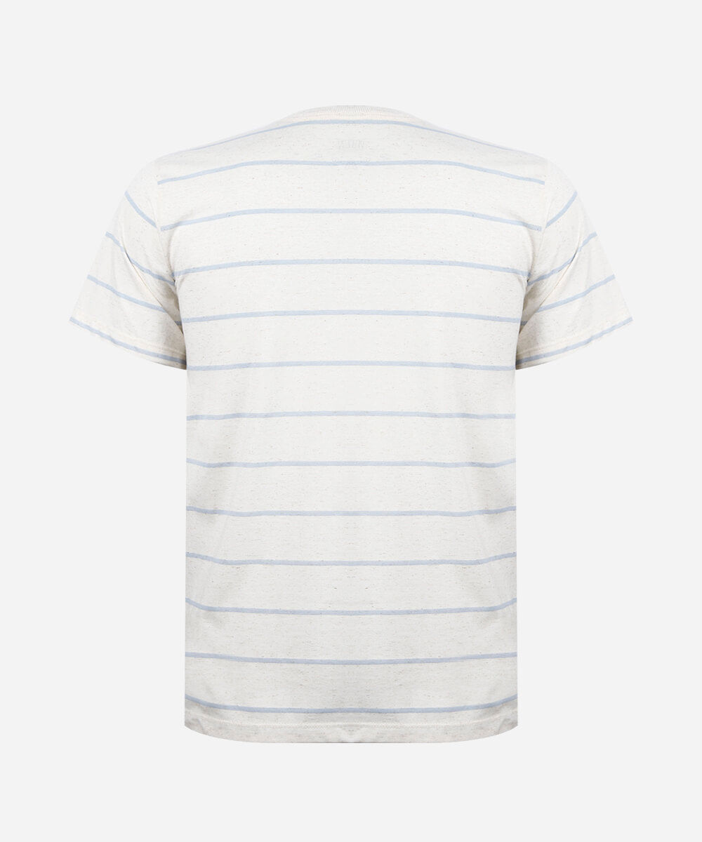 camiseta juvenil com linho listrada off white