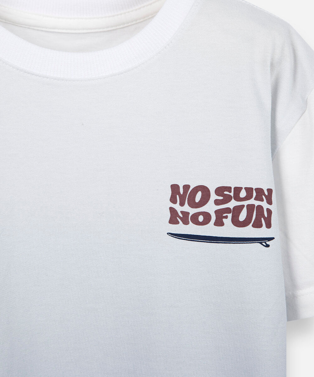 camiseta infantil de algodão degradê off white