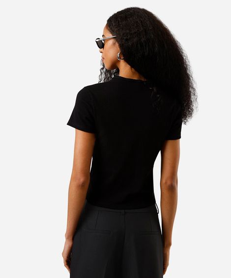 camiseta feminina manga curta babylook hogwarts preta