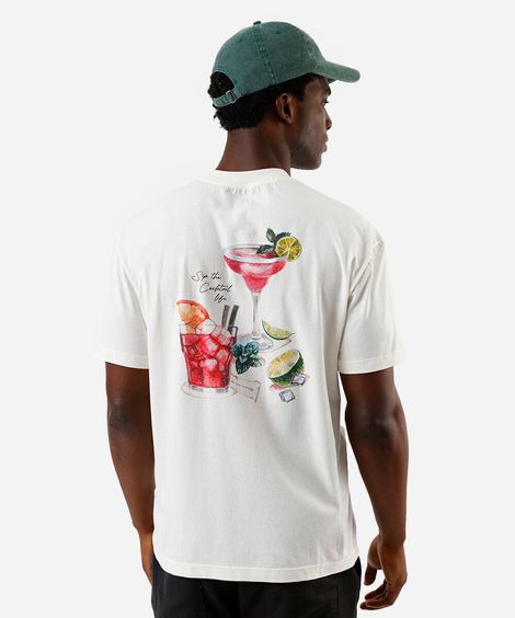 camiseta masculina drinks off white