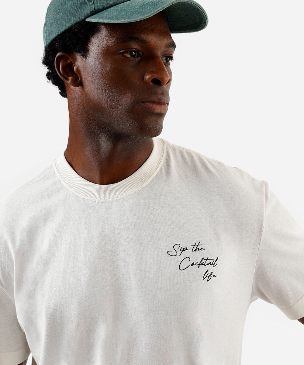 camiseta masculina drinks off white