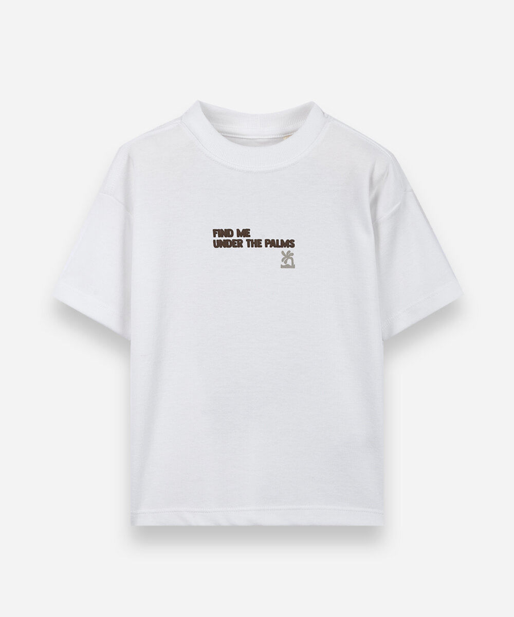 camiseta infantil com algodão estampada off white