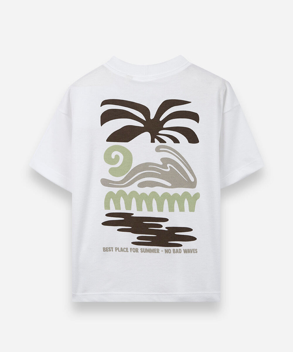 camiseta infantil com algodão estampada off white