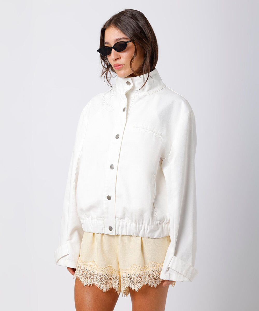 short feminino com linho e renda mindset amarelo