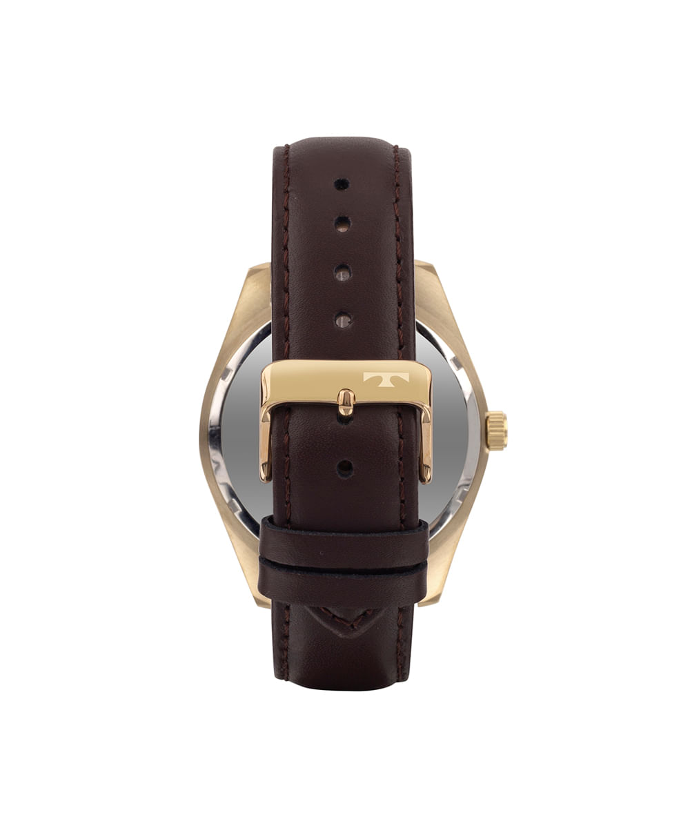 relógio masculino technos analógico calendário 2315lao 0a dourado