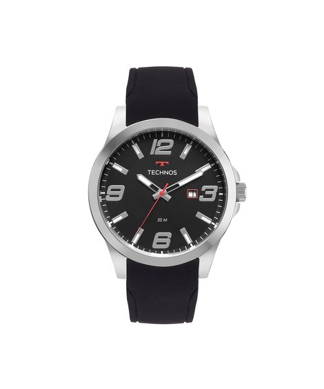 relógio masculino technos analógico calendário 2115tyw 2p prateado