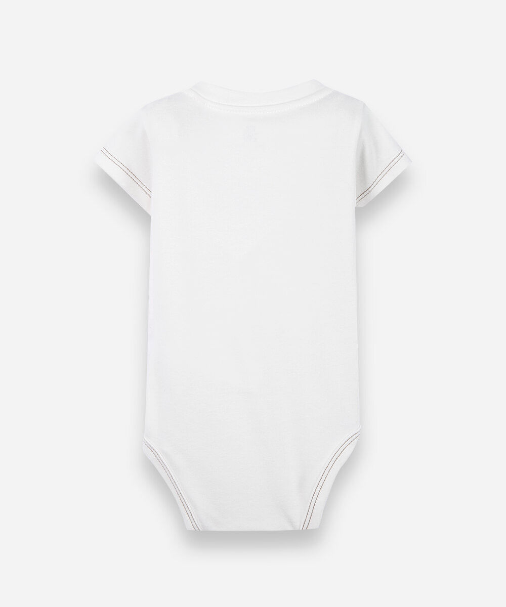 body infantil de algodão estampado off white