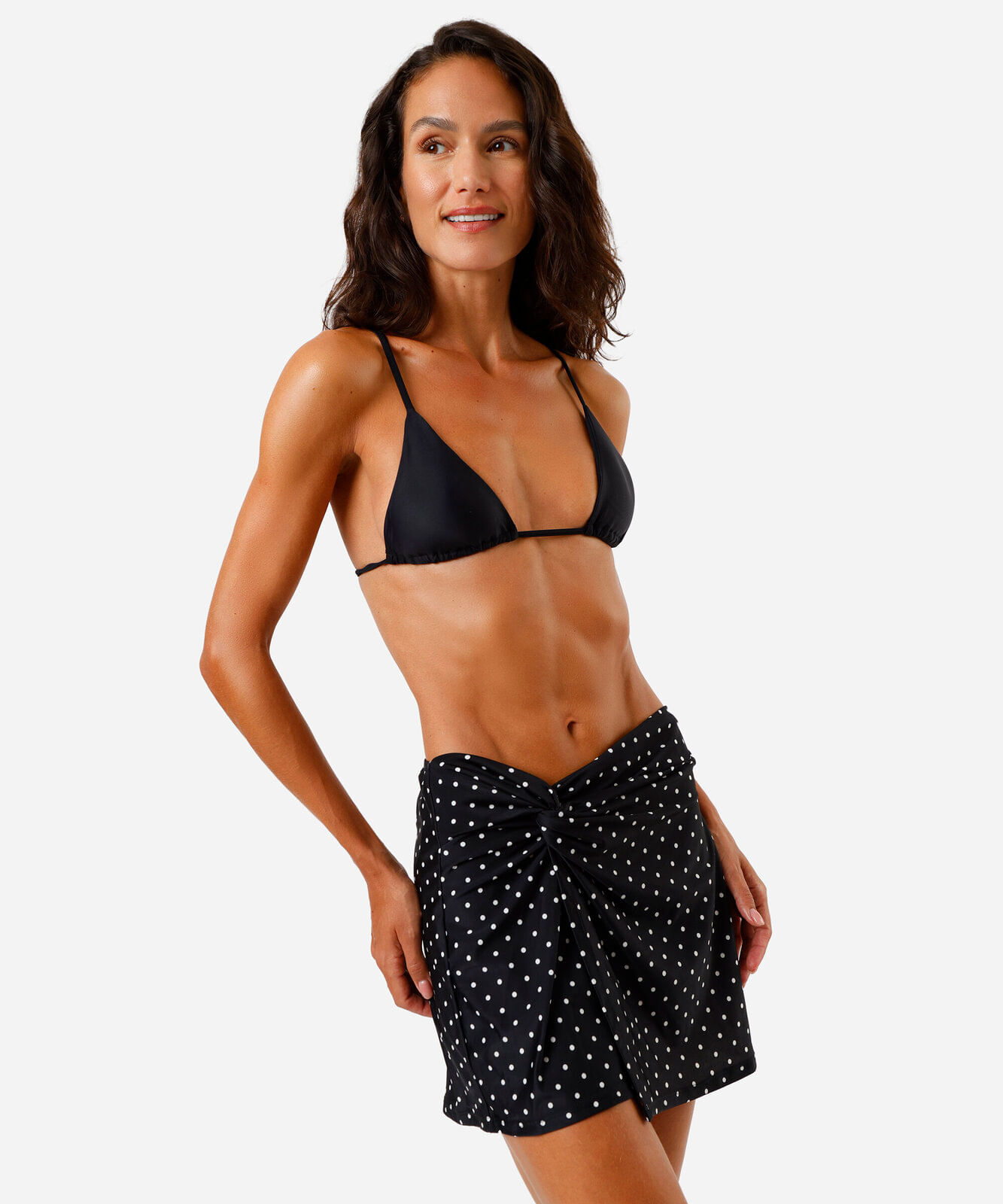 saia saída de praia feminina poá preta