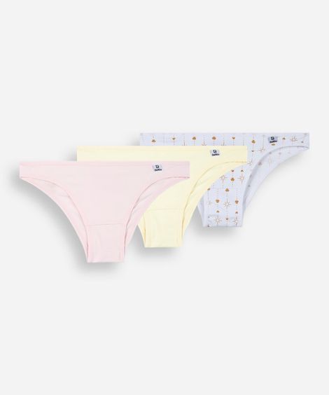kit de 3 calcinhas femininas delrio colorida