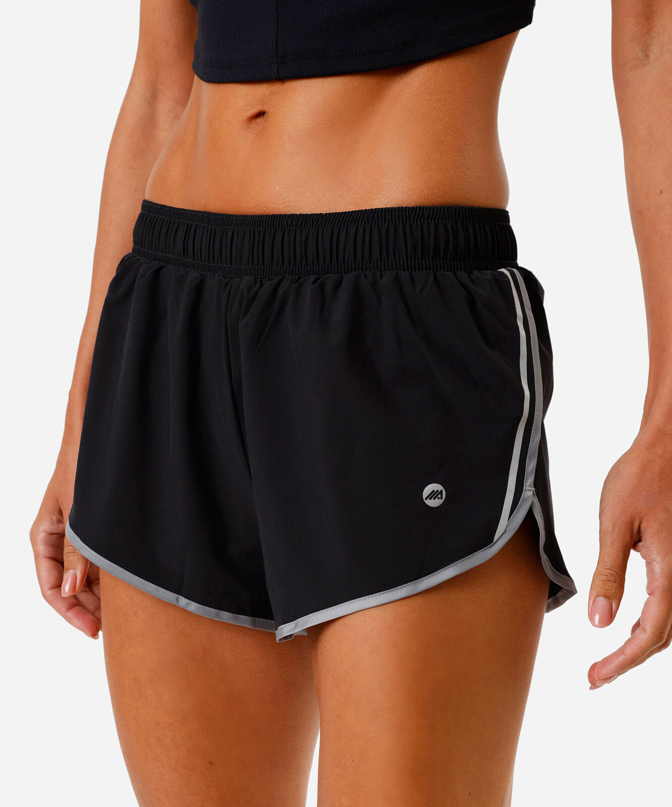 short feminino esportivo com refletivo preto