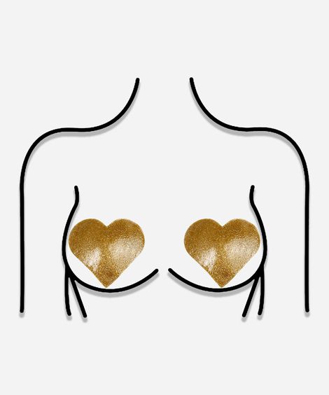 sutiã adesivo invision lov lavável coração dourado