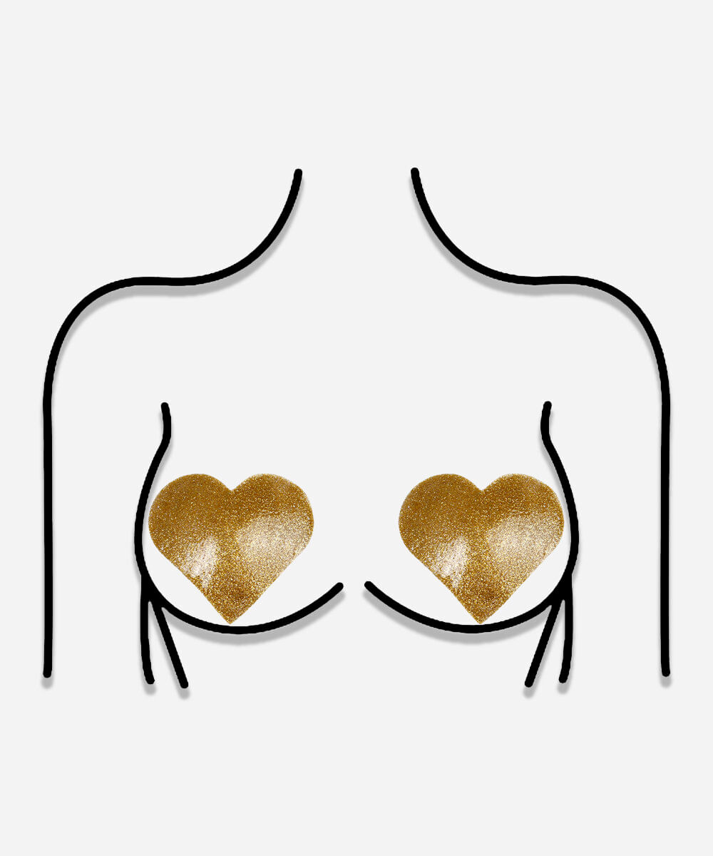 sutiã adesivo invision lov lavável coração dourado