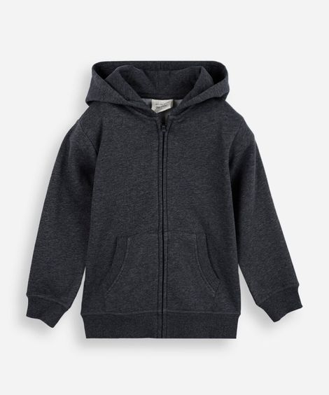 blusa infantil de moletom felpado com capuz cinza