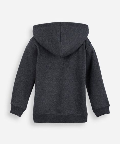 blusa infantil de moletom felpado com capuz cinza