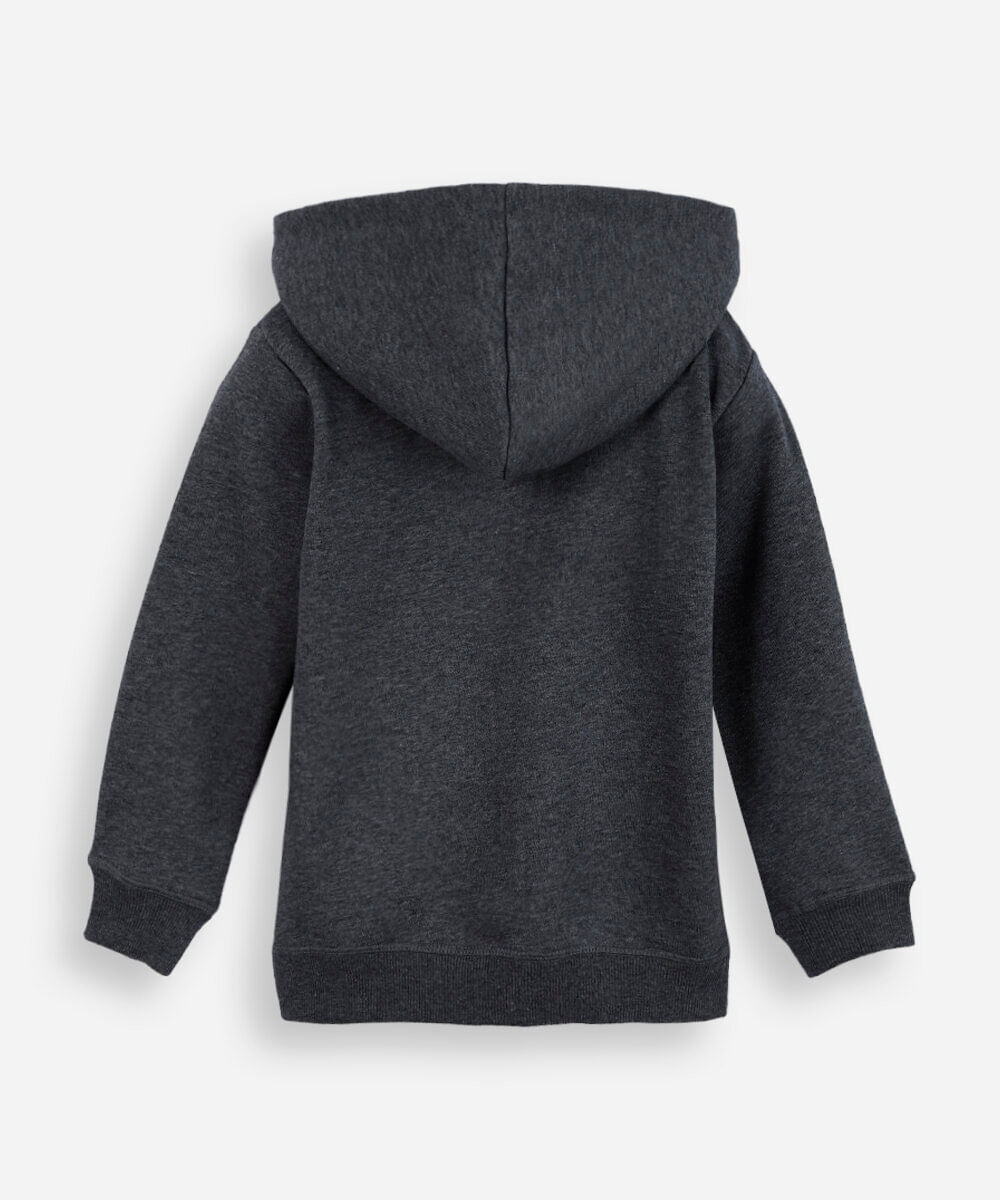 blusa infantil de moletom felpado com capuz cinza
