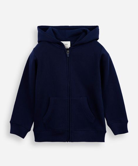 blusa infantil de moletom felpado com capuz azul