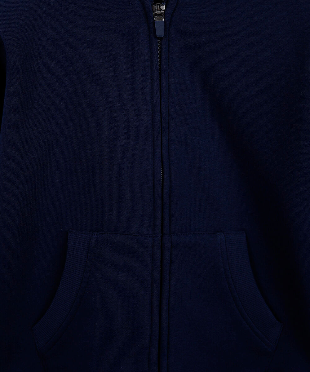 blusa infantil de moletom felpado com capuz azul