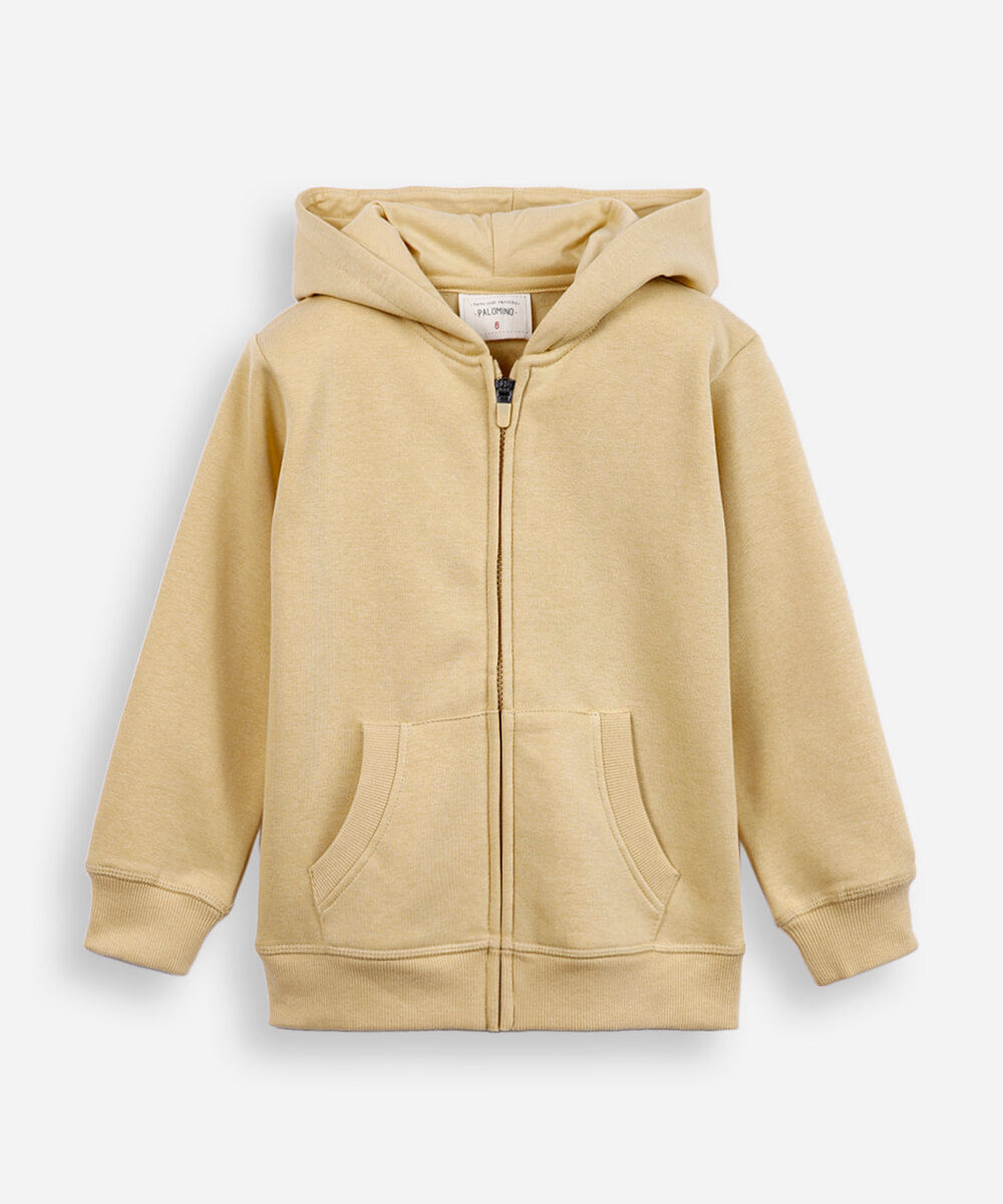 blusa infantil de moletom felpado com capuz amarelo