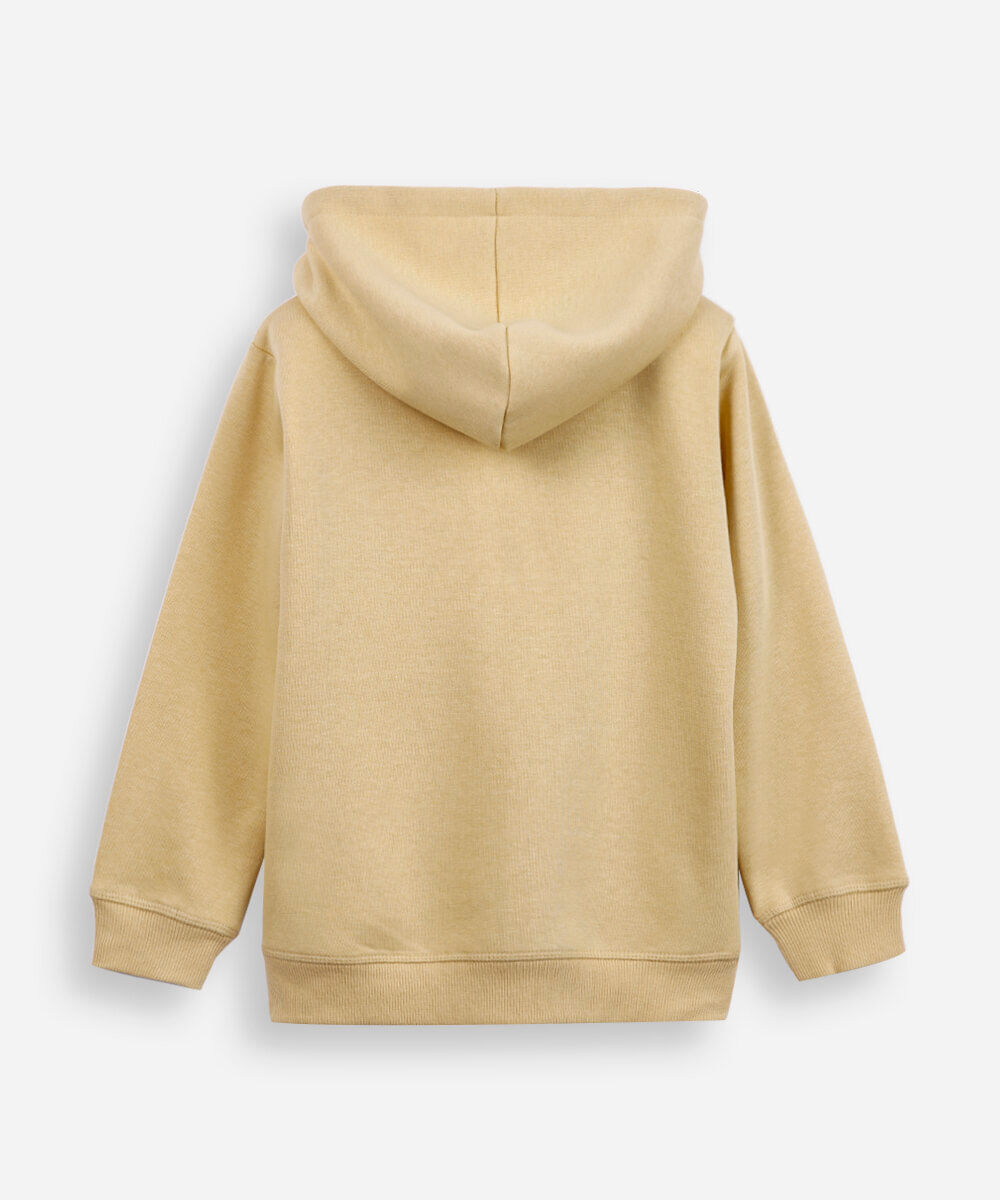 blusa infantil de moletom felpado com capuz amarelo