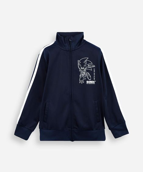 jaqueta infantil com listra sonic azul