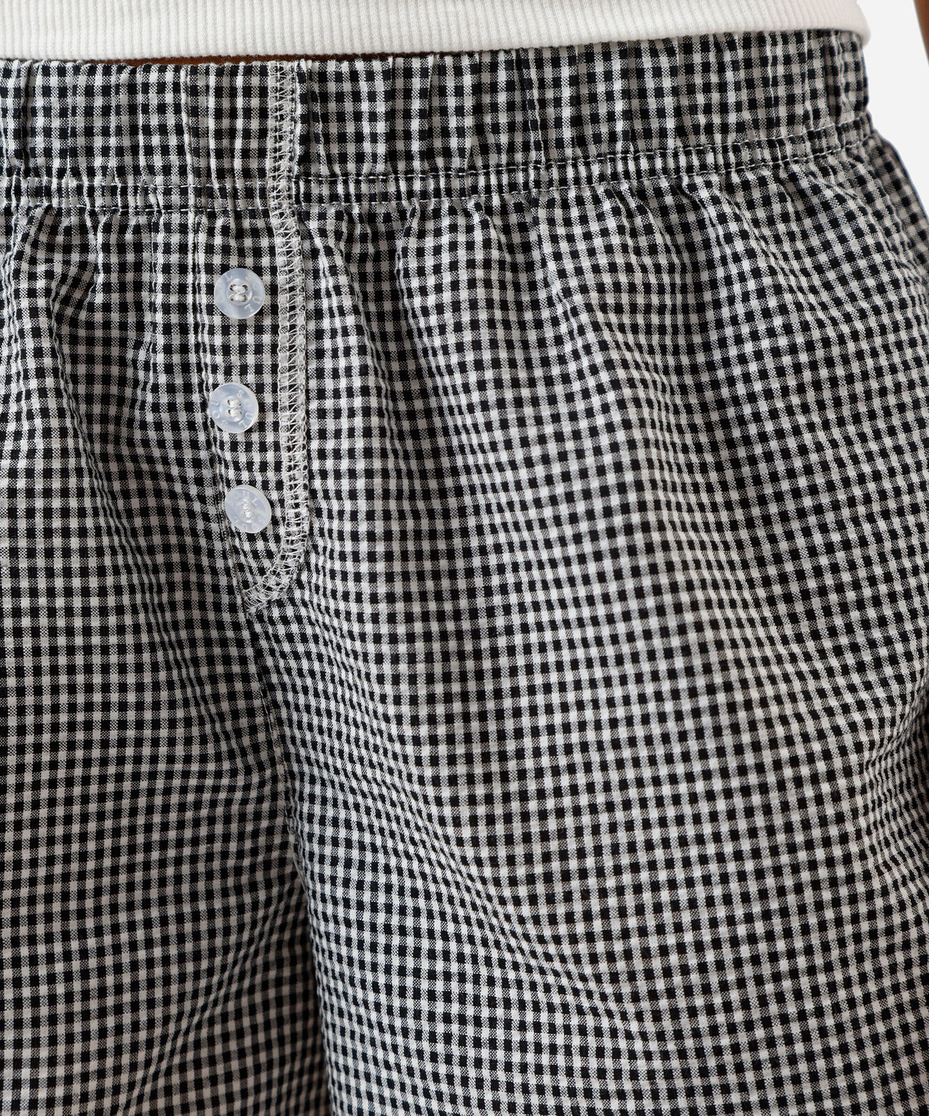 short de pijama boxer xadrez preto