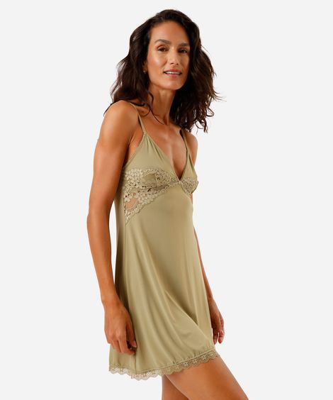 camisola feminina alça fina com renda verde