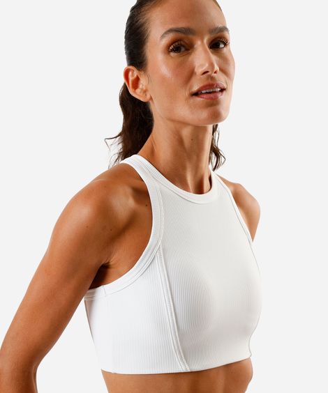 top cropped feminino canelado - branco