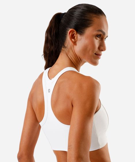 top cropped feminino canelado - branco