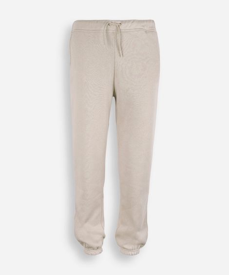 calça jogger juvenil de moletom básica bege